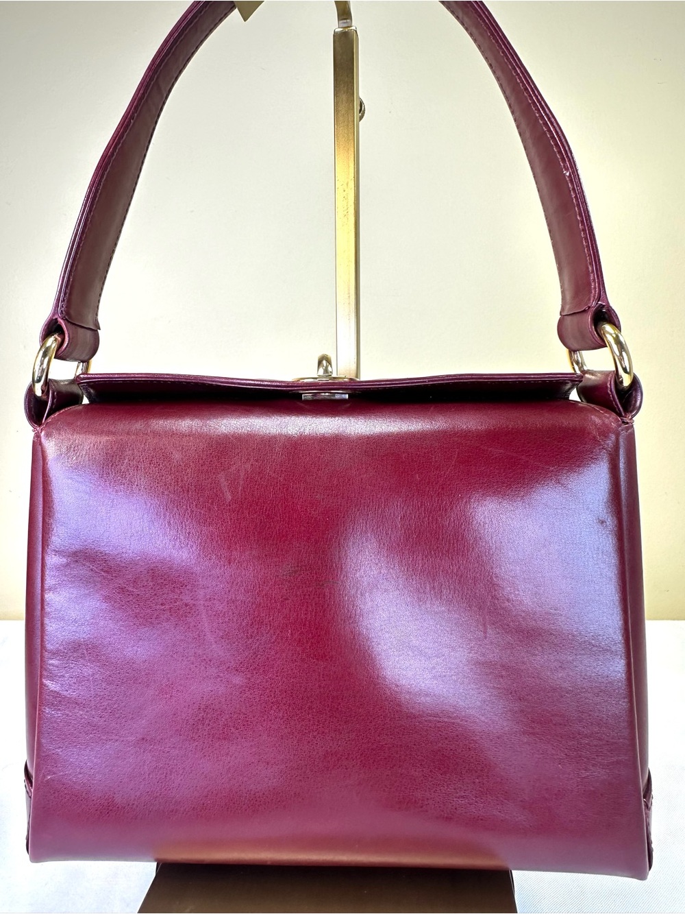 Gucci Vintage 1960’s-1970’s top-handle box bag burgundy smooth calfskin